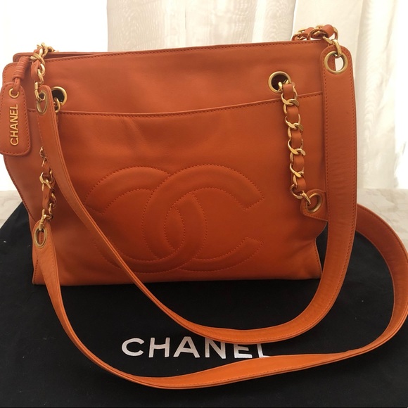 ❌SOLD!!Chanel CC Gorgeous Orange Leather Chain Bag - Picture 2 of 7